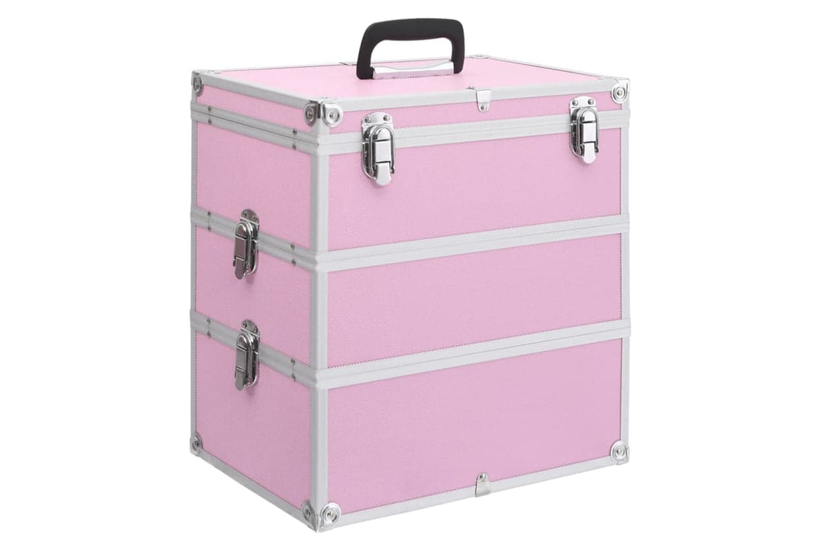 vidaXL 91841 Make-up Case 37x24x40cm Pink Aluminium