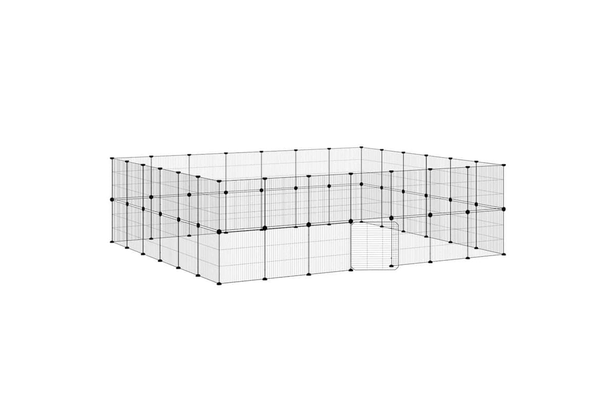 vidaXL 3114047 52-panel Pet Cage With Door Black 35x35cm Steel