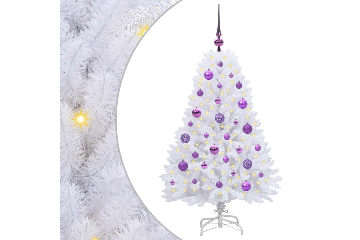 Vidaxl Artificial Hinged Christmas Tree White 120 Cm Pvc And Steel