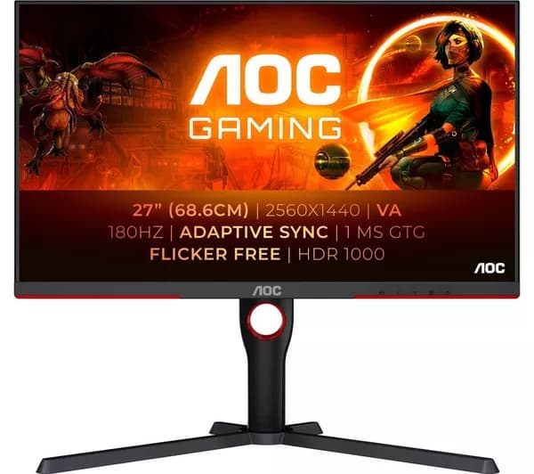 AOC Q27G3XMN/BK Quad HD 27" VA Mini LED Gaming Monitor - Black