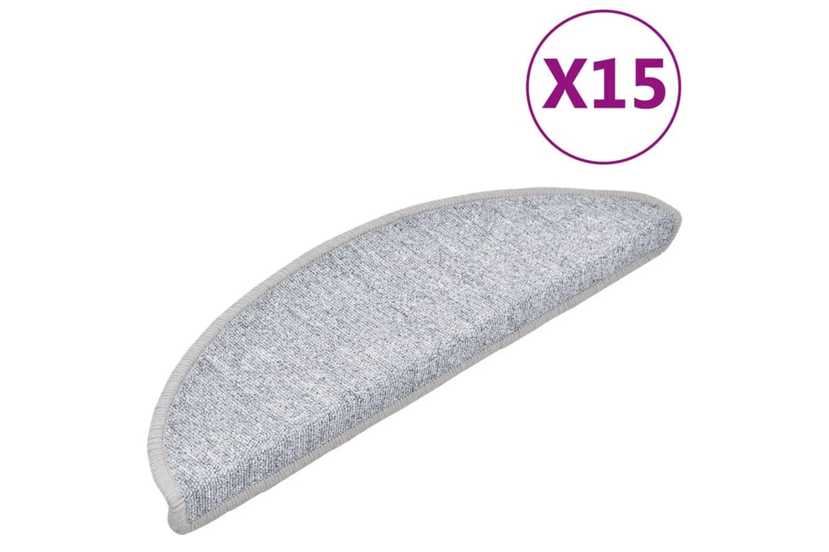 vidaXL 133879 Carpet Stair Treads 15 Pcs Light Grey 56x17x3cm
