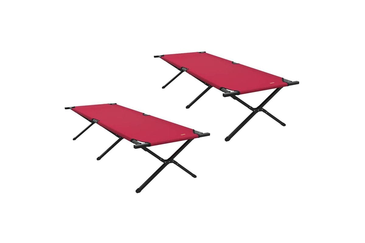 Vidaxl Folding Camping Bed 2 Pcs Red 210 X 80 X 46 Cm Oxford Fabric