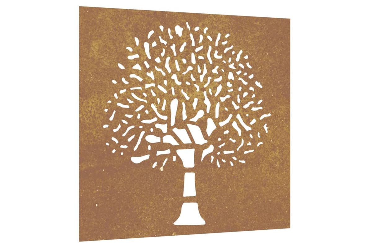 Garden Wall Decoration 55x55 Cm Corten Steel Tree Design