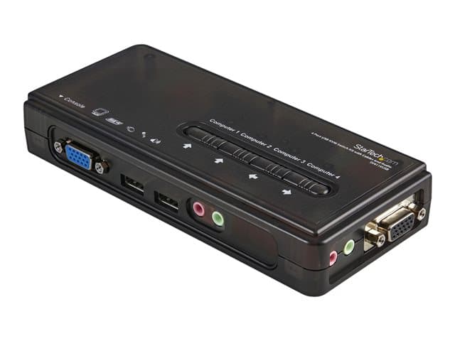 Startech 4 Port Black USB KVM Switch Kit with Cables and Audio