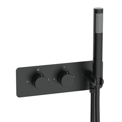 Black 2 Outlet Concealed Thermostatic Shower Valve with Hand Shower - Arissa