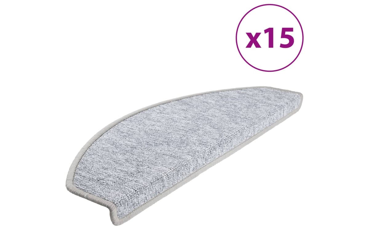 vidaXL 133887 Carpet Stair Treads 15 Pcs Light Grey 65x24x4cm