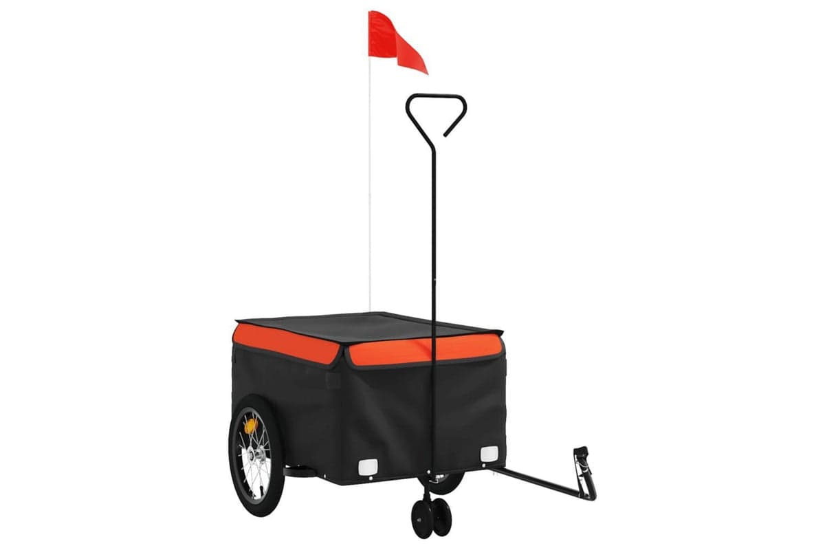 Vidaxl Bike Trailer Black And Orange 45 Kg Iron