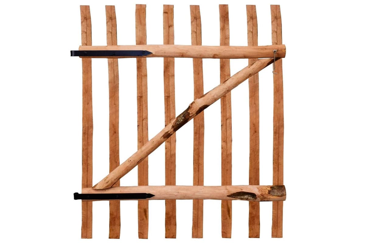 vidaXL 142597 Single Fence Gate Impregnated Hazel Wood 100x120cm