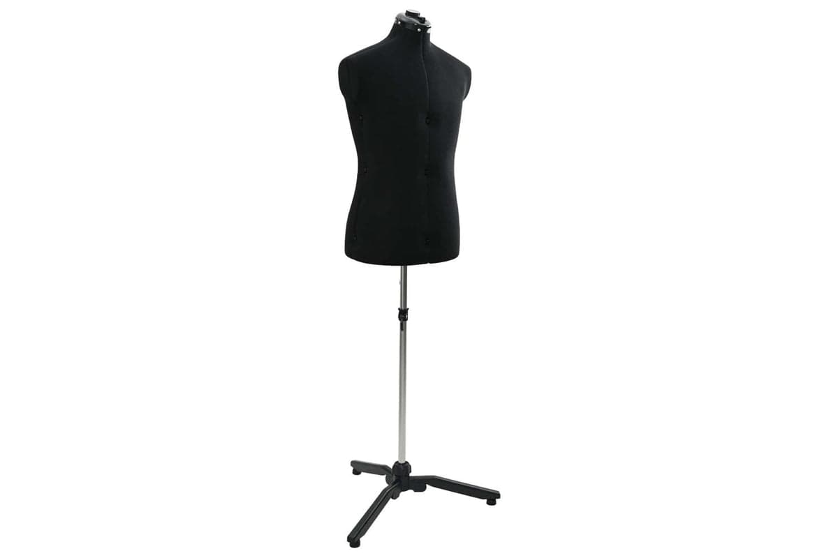 Vidaxl Adjustable Dress Form Male Manual Black 375-455 Inch Fabric