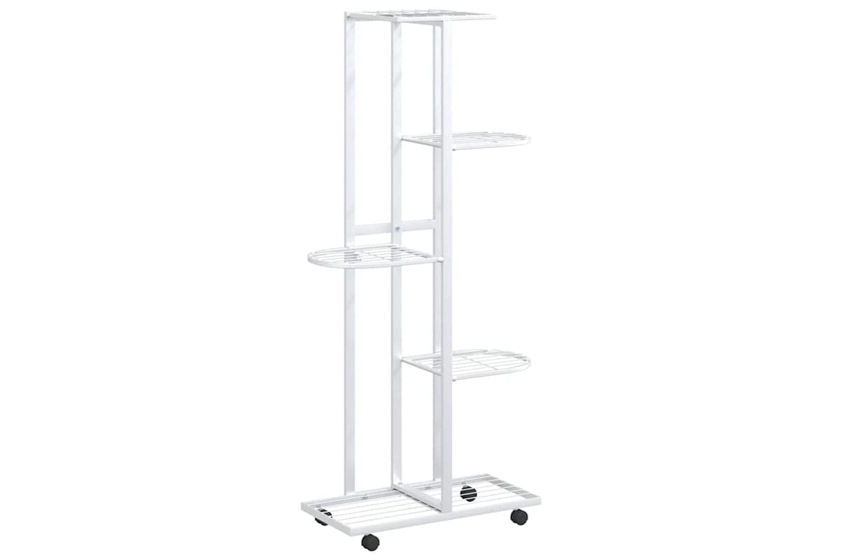 vidaXL 343118 5-floor Flower Stand With Wheels 44x23x100cm White Iron