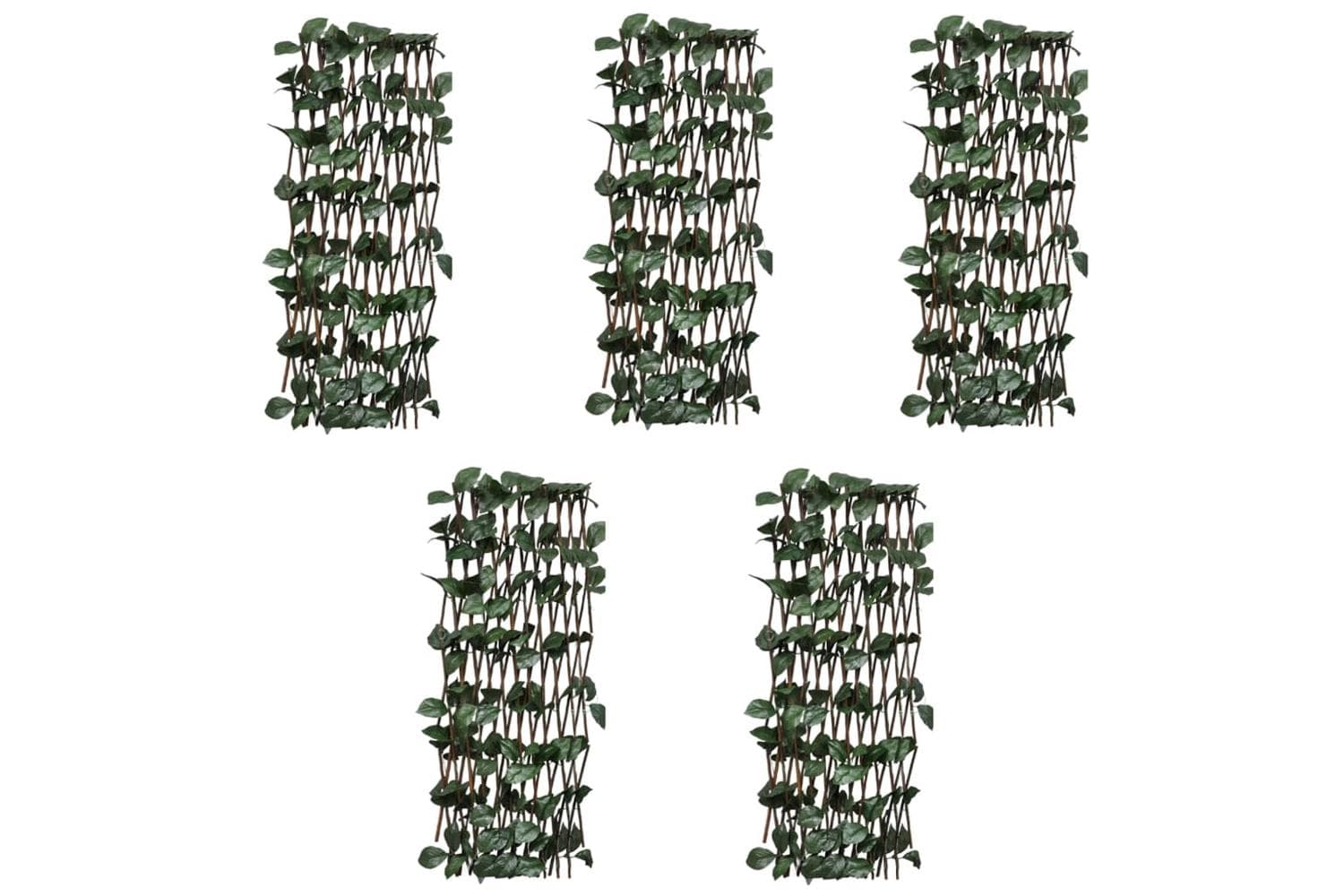 vidaXL 147752 Willow Trellis Fences 5 Pcs With Artificial Leaves 180x60cm