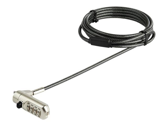 Startech 6.5' (2m) Laptop Cable Lock, Nano Slot Compatible 4 Digit Combination Security Cable Lock, Serialized Anti-Theft Vinyl Coated Steel Cable Loc