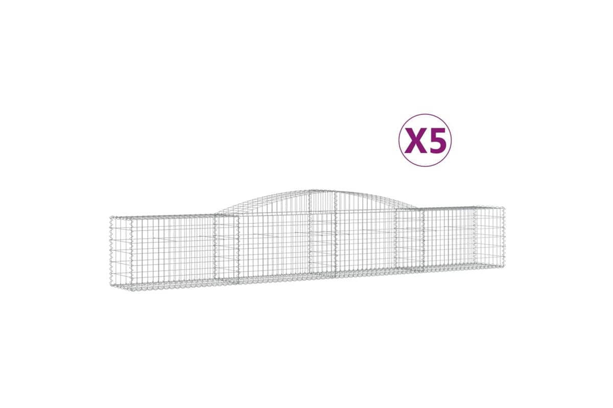 vidaXL 3146973 Arched Gabion Baskets 5 Pcs 400x50x60/80cm Galvanised Iron
