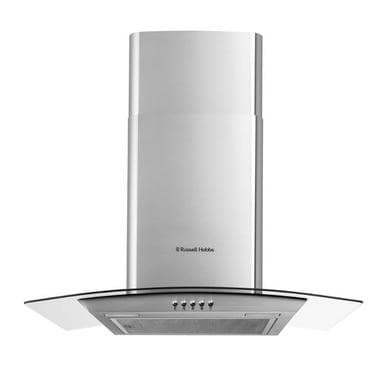 Refurbished Russell Hobbs 60cm Curved Glass Chimney Cooker Hood - Stainless Steel