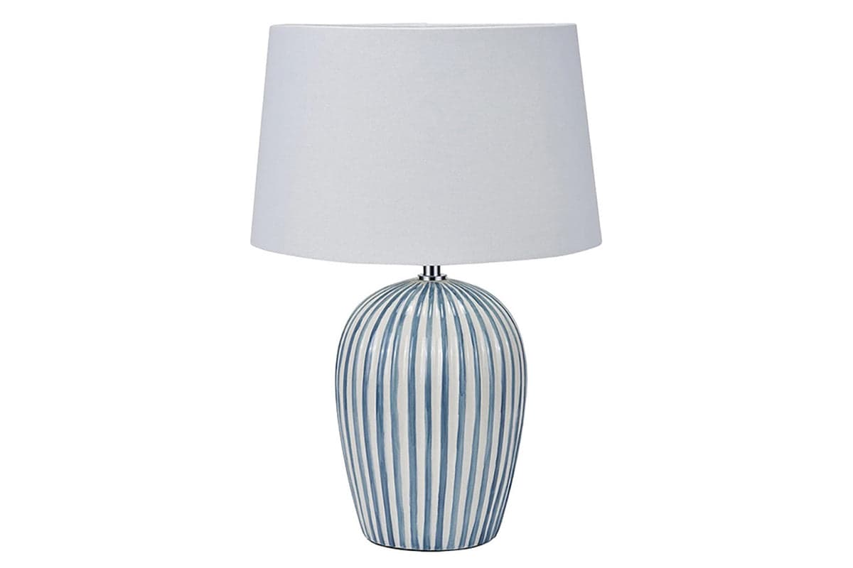 Stripe Ceramic Table Lamp | Blue/White