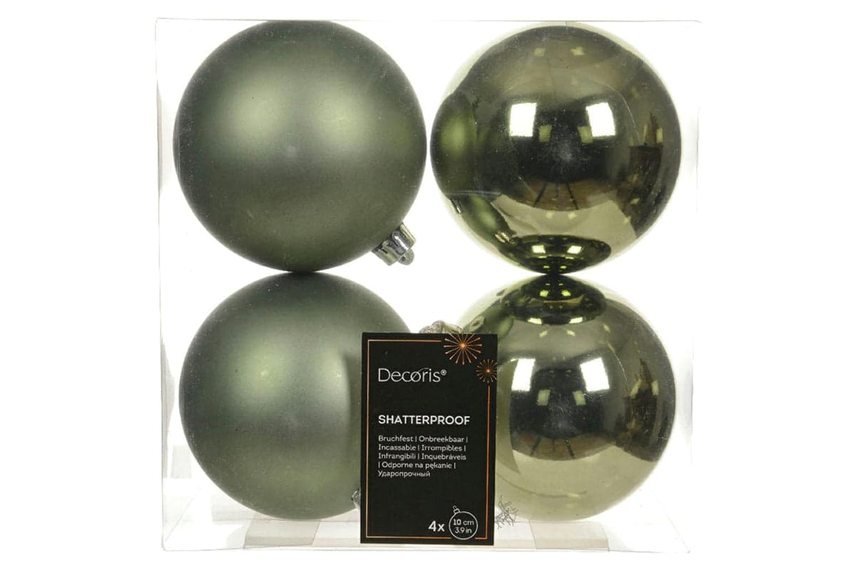 Christmas Decoration | Kaemingk Shatterproof Baubles | Green | 10cm | Pack of 4