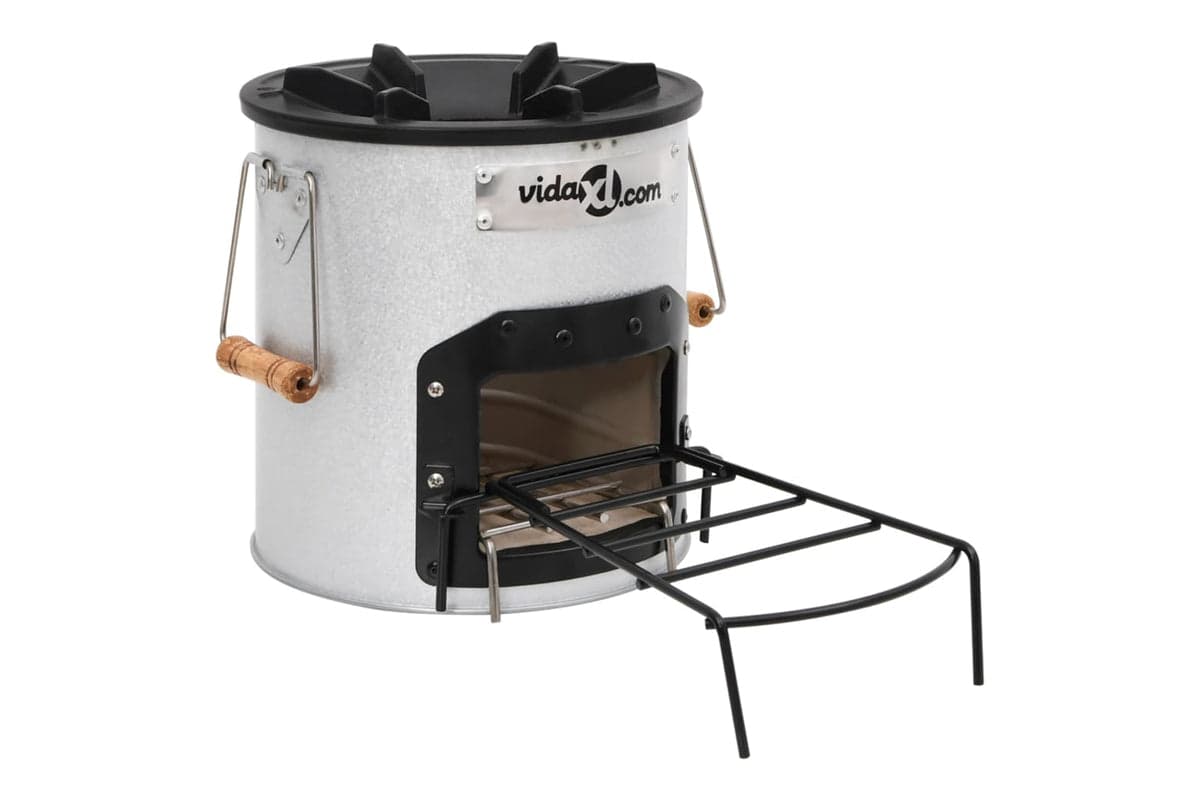 vidaXL 319438 Camping Wood Stove Silver 45x25x26cm Steel