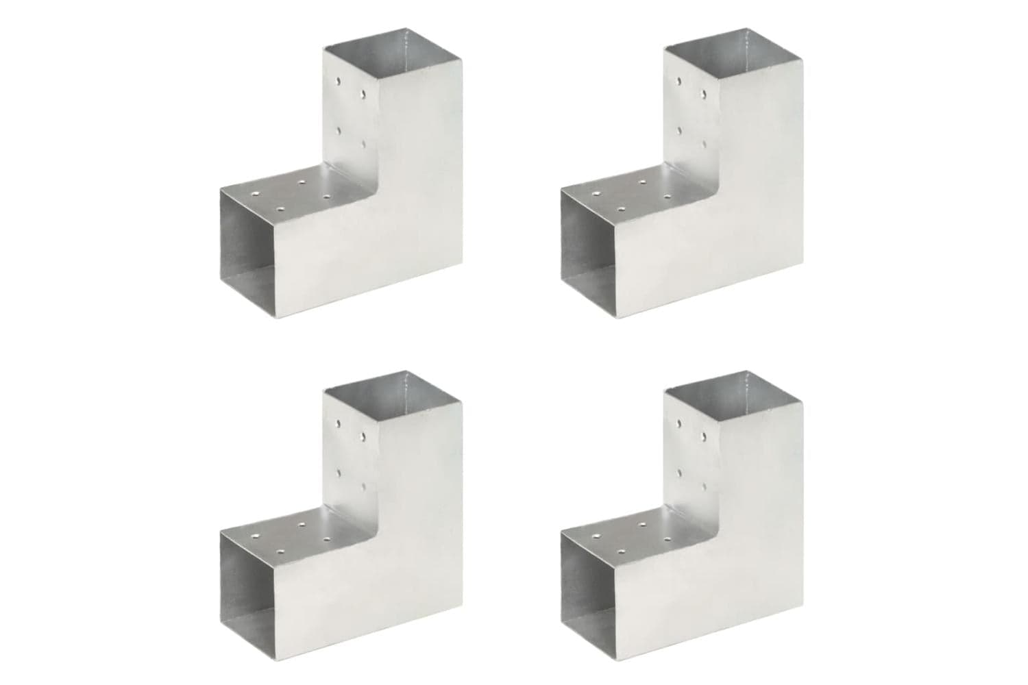 vidaXL 145462 Post Connectors 4 Pcs L Shape Galvanised Metal 81x81mm