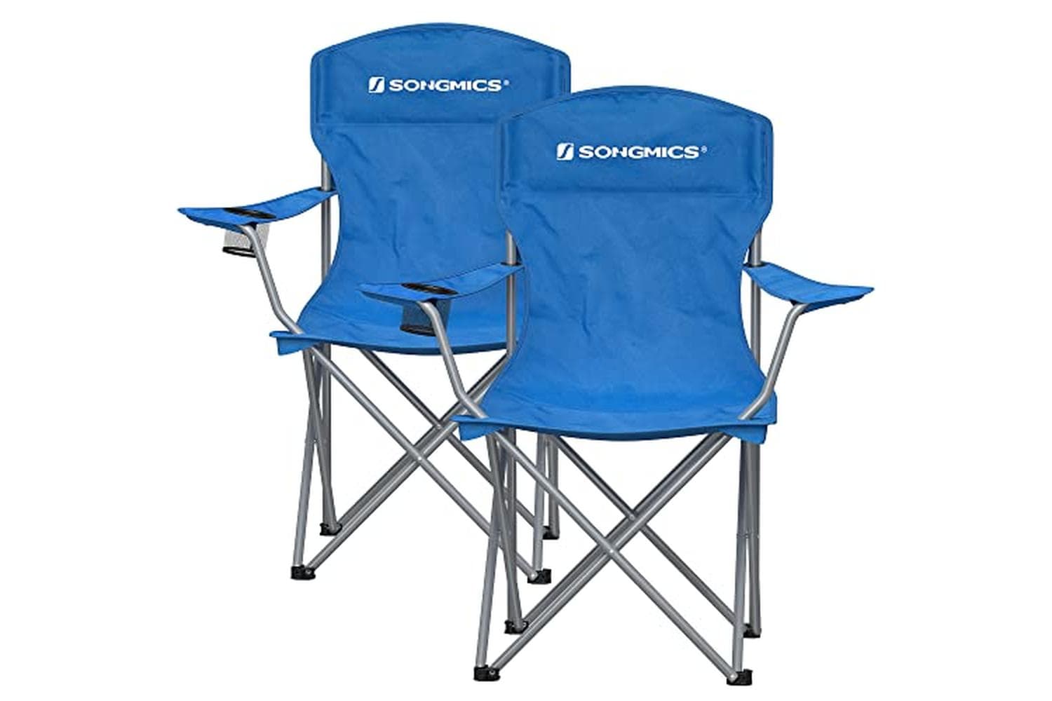 Songmics Set Of 2 Folding Camping Chairs | Camp Furniture | Steel & Oxford Fabric | Blue