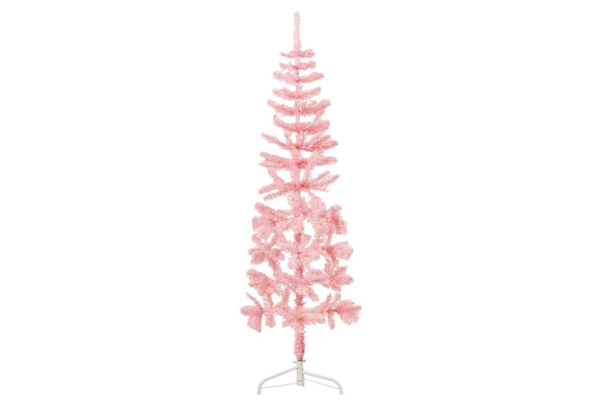 Vidaxl Slim Artificial Half Christmas Tree With Stand Pink 150 Cm