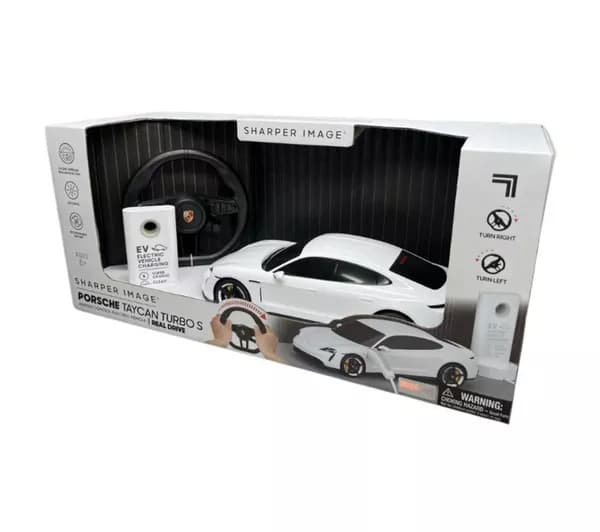 SHARPER IMAGE Porsche Taycan Turbo S Remote Control Car - White