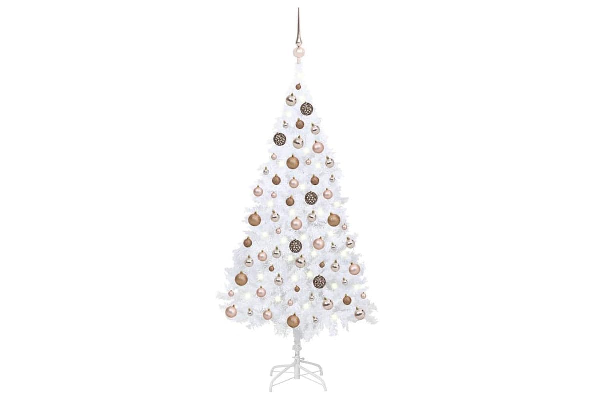 Vidaxl Artificial Pre-lit Christmas Tree With Ball Set White 150cm Pvc