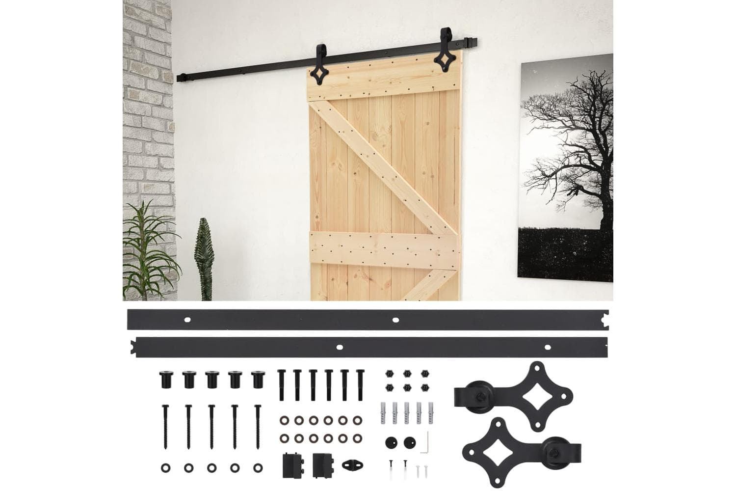 vidaXL 3057488 Sliding Door With Hardware Set 80x210cm Solid Pine Wood