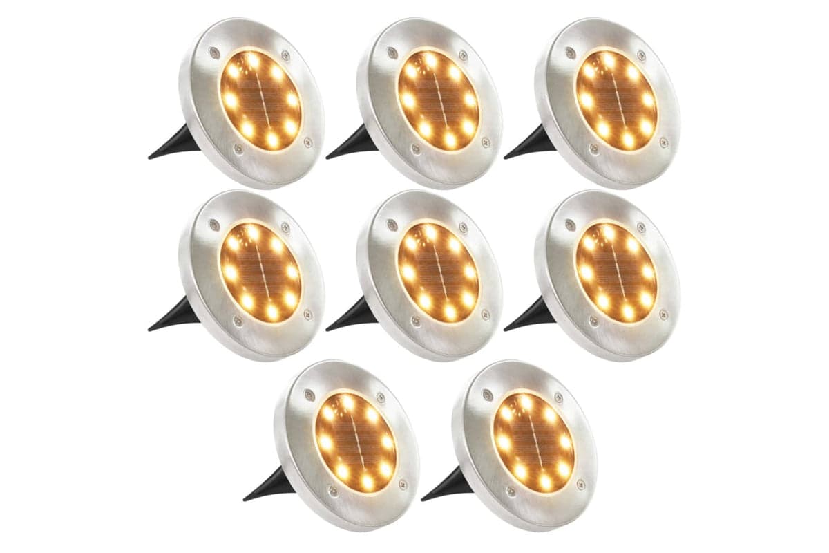 Vidaxl 44417 Solar Ground Lights 8 Pcs Led Lights Warm White