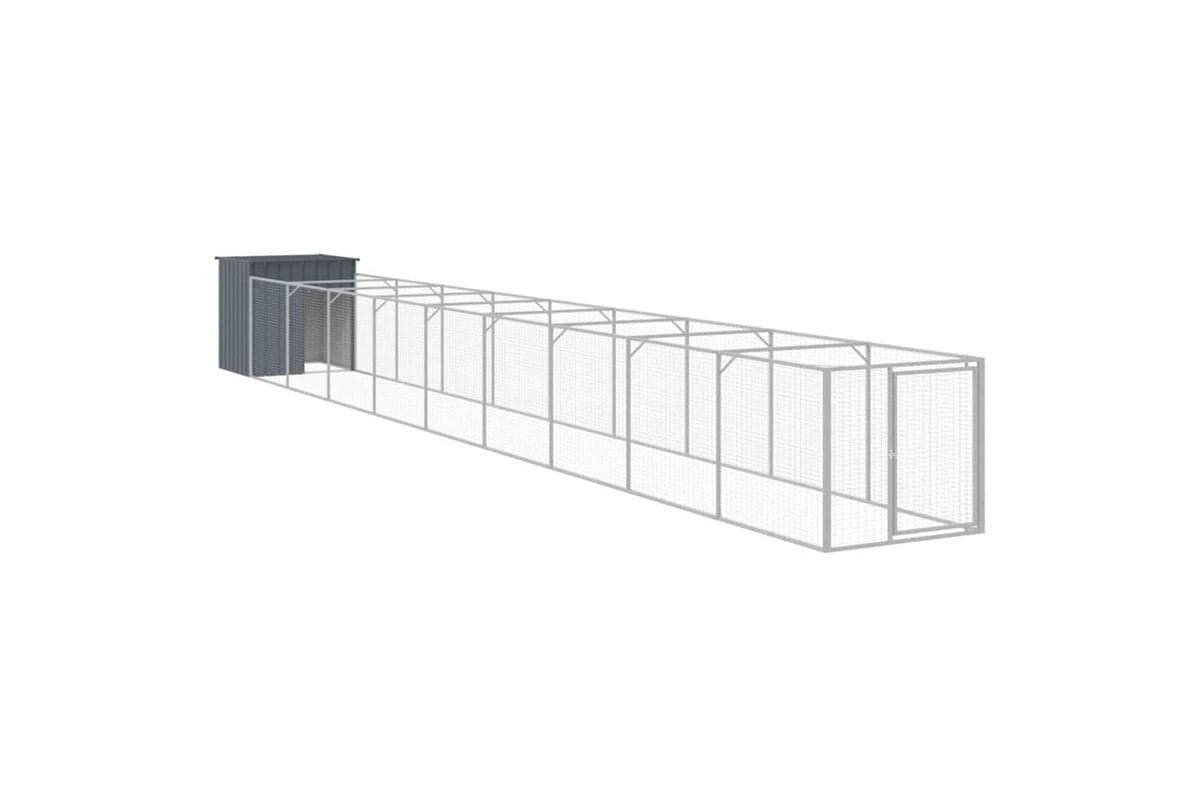 Vidaxl Dog House With Run Anthracite 110x1017x110 Cm Galvanised Steel