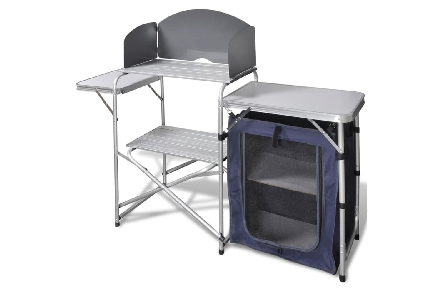 Vidaxl 41330 Foldable Camping Kitchen Unit With Windshield Aluminium