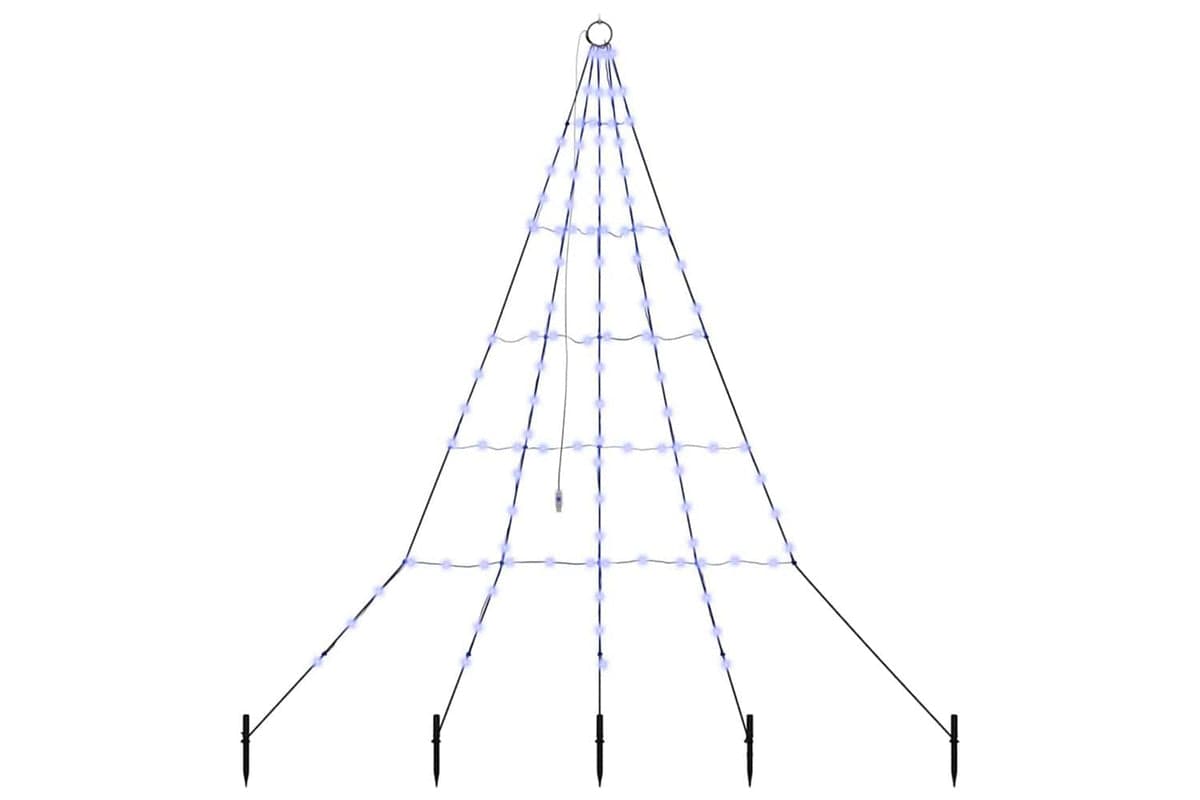 Vidaxl Led Christmas Tree With Ground Spikes Blue 180 Cm Metal