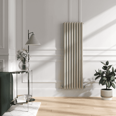 Sorrento Linen Vertical Oval Designer Radiator 1600x472mm Double Panel 4468 BTU