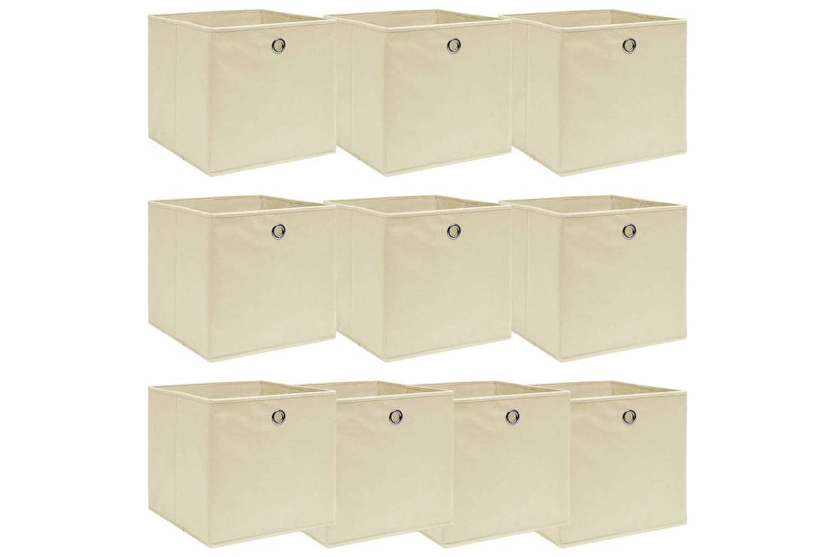 Vidaxl 288359 Storage Boxes 10 Pcs Cream 32x32x32 Cm Fabric