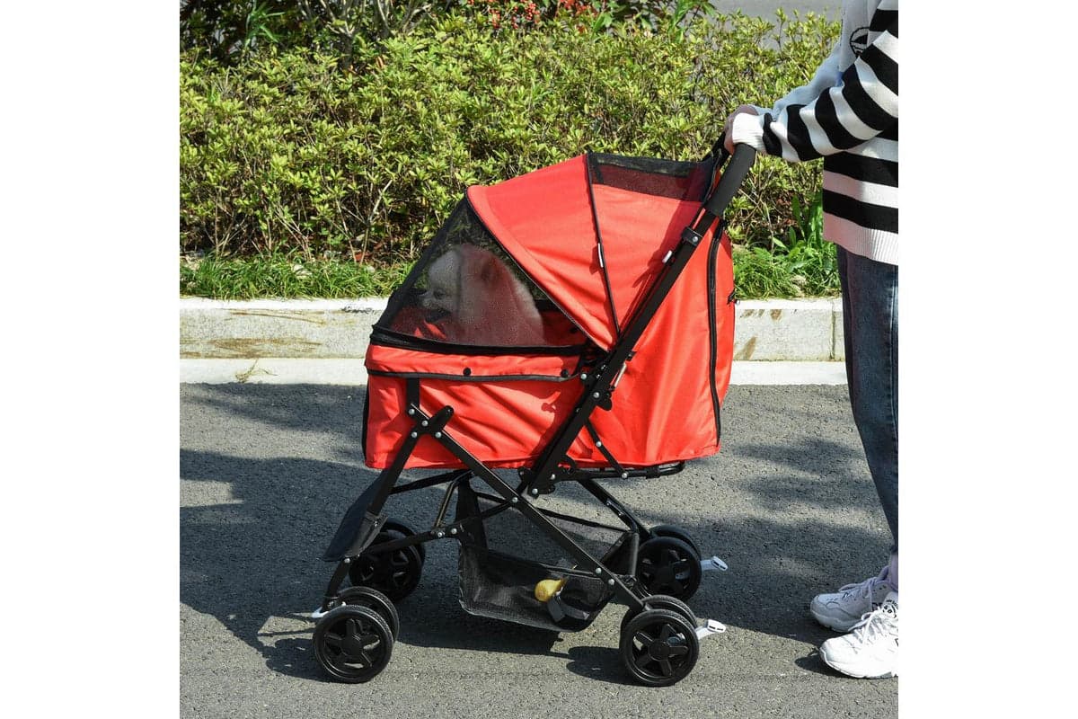 PawHut D00-126RD Foldable Travel Pet Stroller | Red