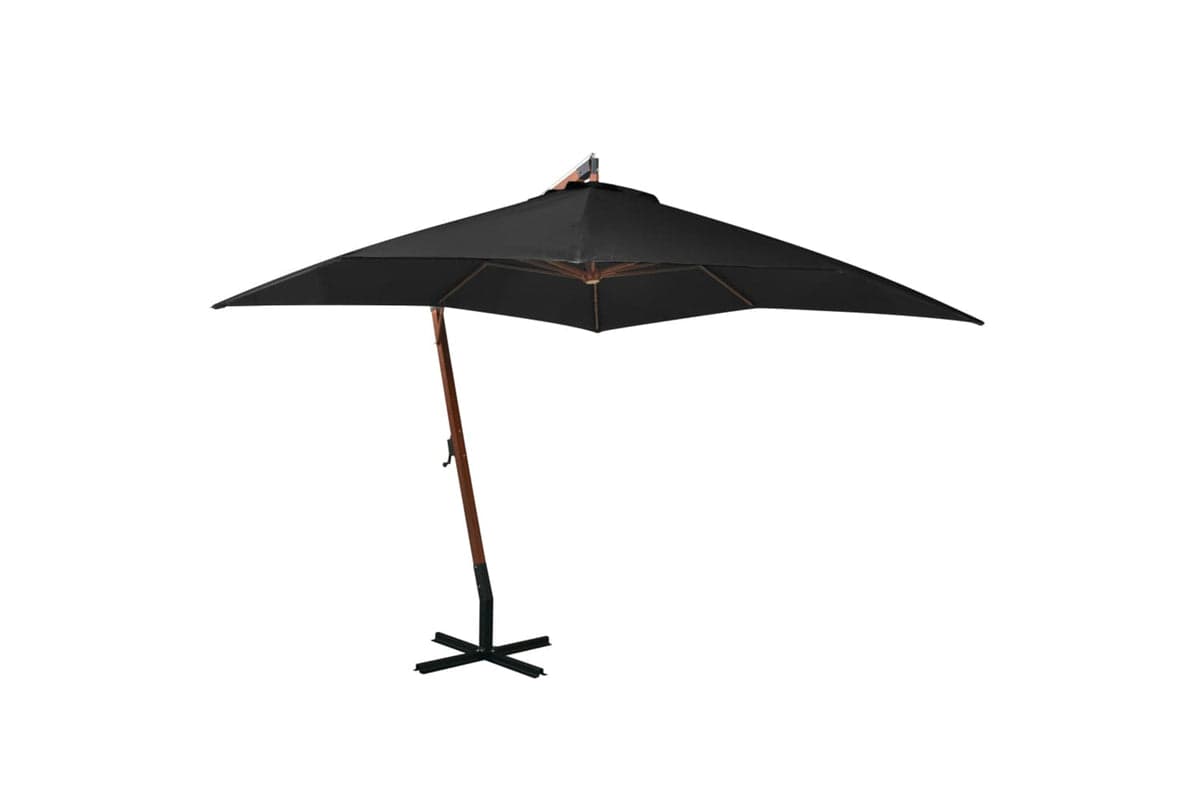 Vidaxl 313778 Hanging Parasol With Pole Black 3x3 M Solid Fir Wood