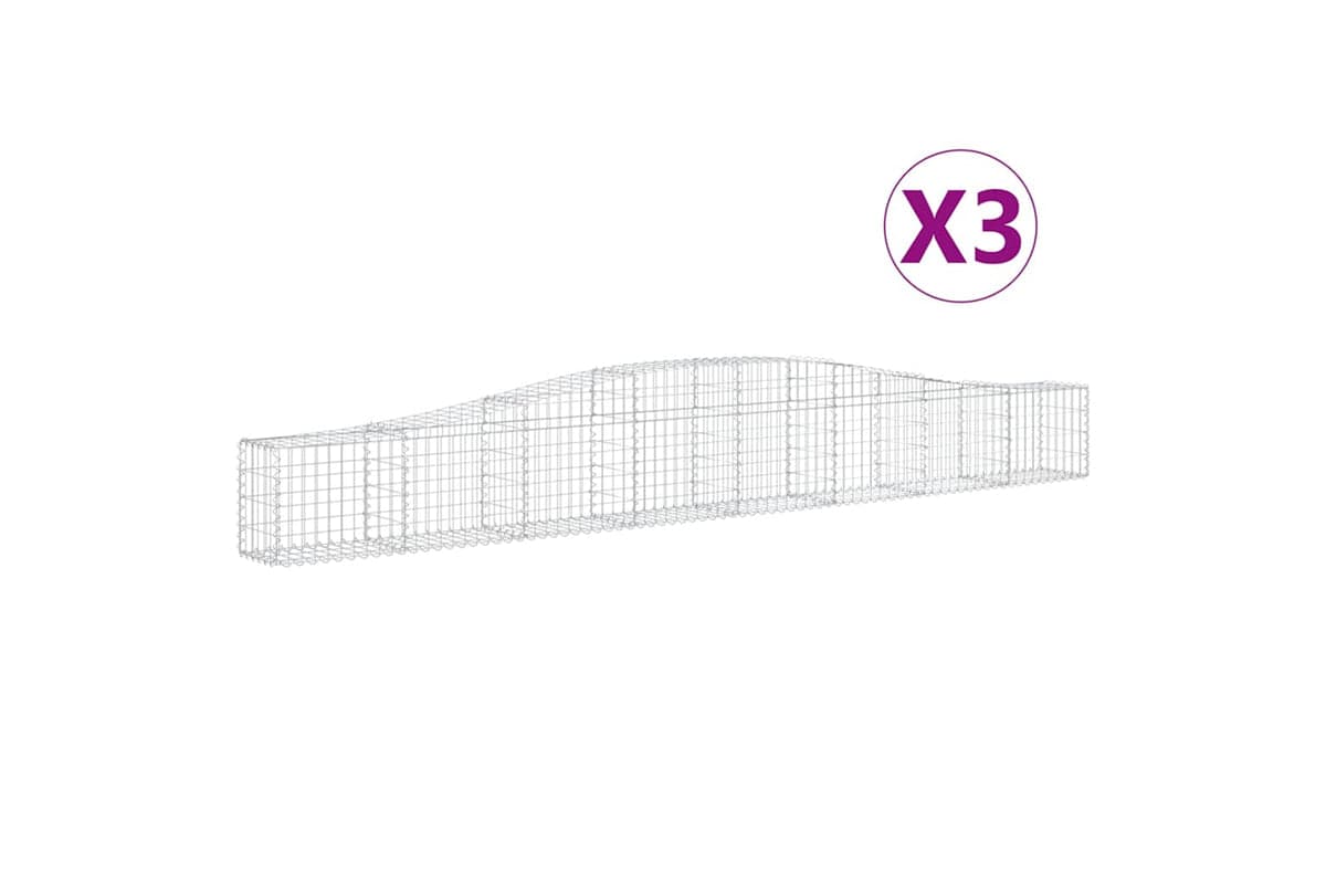 vidaXL 3145788 Arched Gabion Baskets 3 Pcs 400x30x40/60cm Galvanised Iron