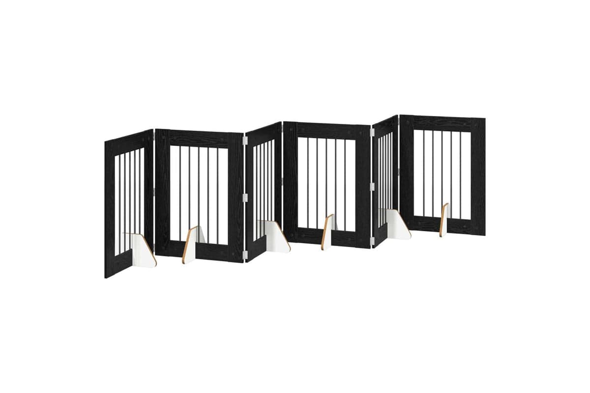 Vidaxl Foldable Dog Gate With Stands 6 Pcs Black Oak 362 Cm