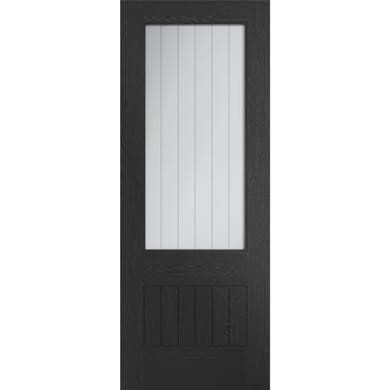 Internal Black Half-Glazed Cottage Door with Clear Etched Glass - Suffolk - XL Joinery