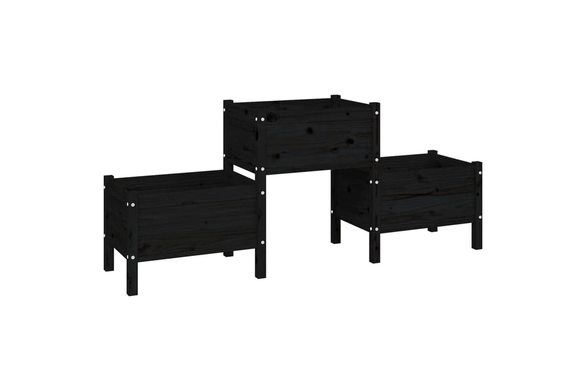 vidaXL 822251 Planter Black 178.5x44x75cm Solid Wood Pine