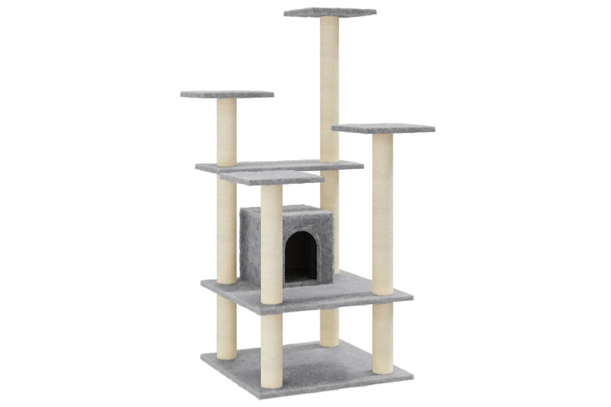 Cat Tree With Sisal Scratching Posts Light Grey 110 Cm