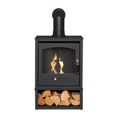 Adam Bioethanol Wood Burning-Style Flueless Stove with Log Store