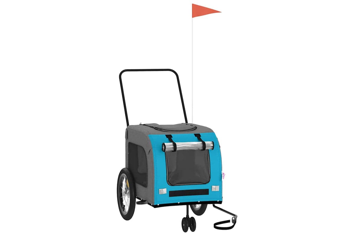 Vidaxl 93855 Pet Bike Trailer Blue And Grey Oxford Fabric And Iron