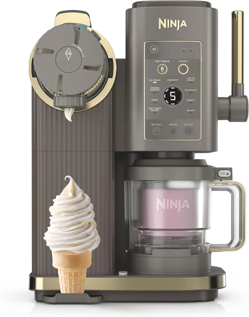 Ninja, NC701UKBR, CREAMi Scoop and Swirl 13-in-1 Ice Cream and Soft Serve Maker, Mocha