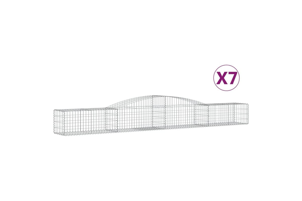 vidaXL 3146962 Arched Gabion Baskets 7 Pcs 400x50x40/60cm Galvanised Iron