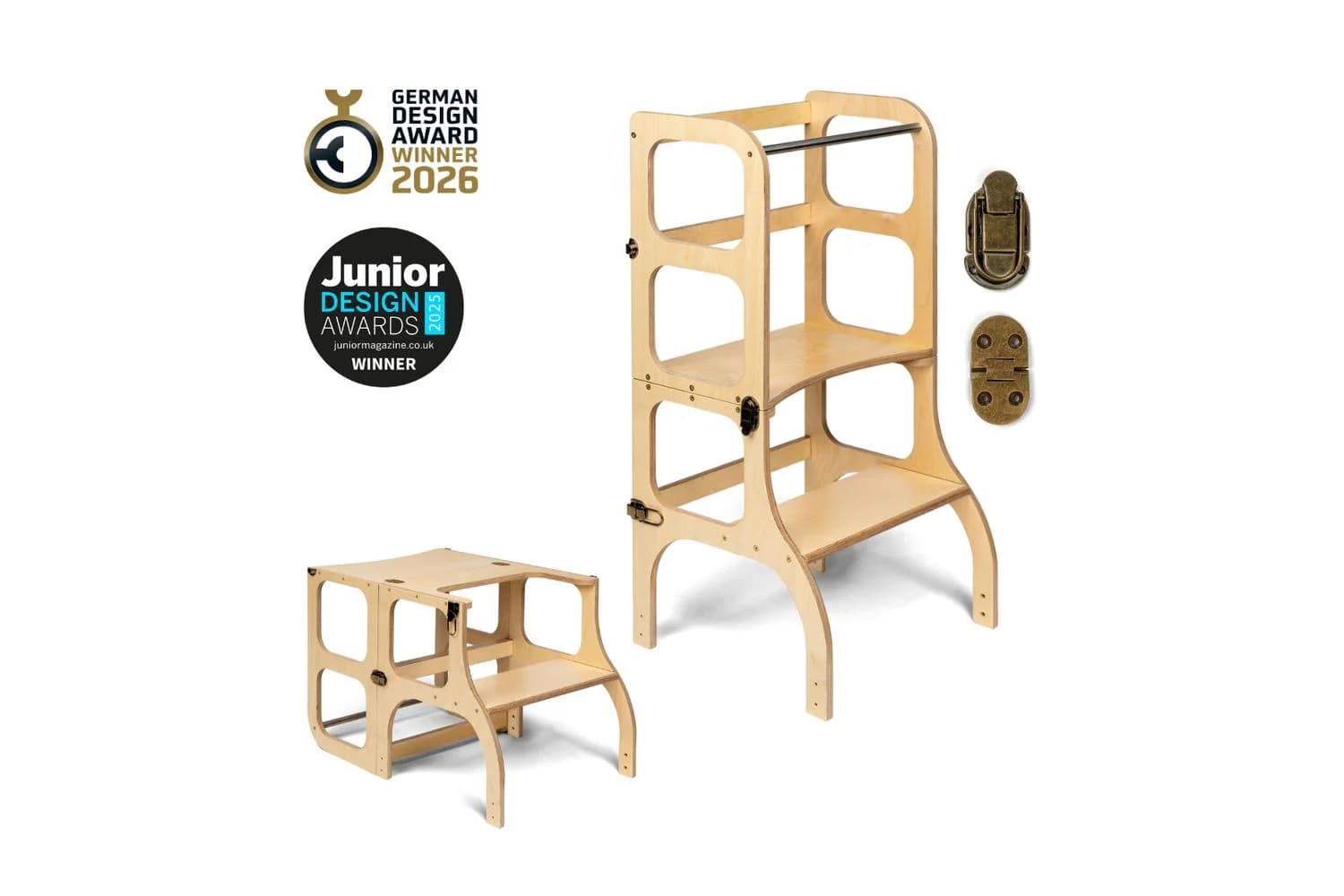 Ette Tete Helper Tower Stepnsit Wooden Brass Clasps | Helper Tower | Baltic Birch Plywood