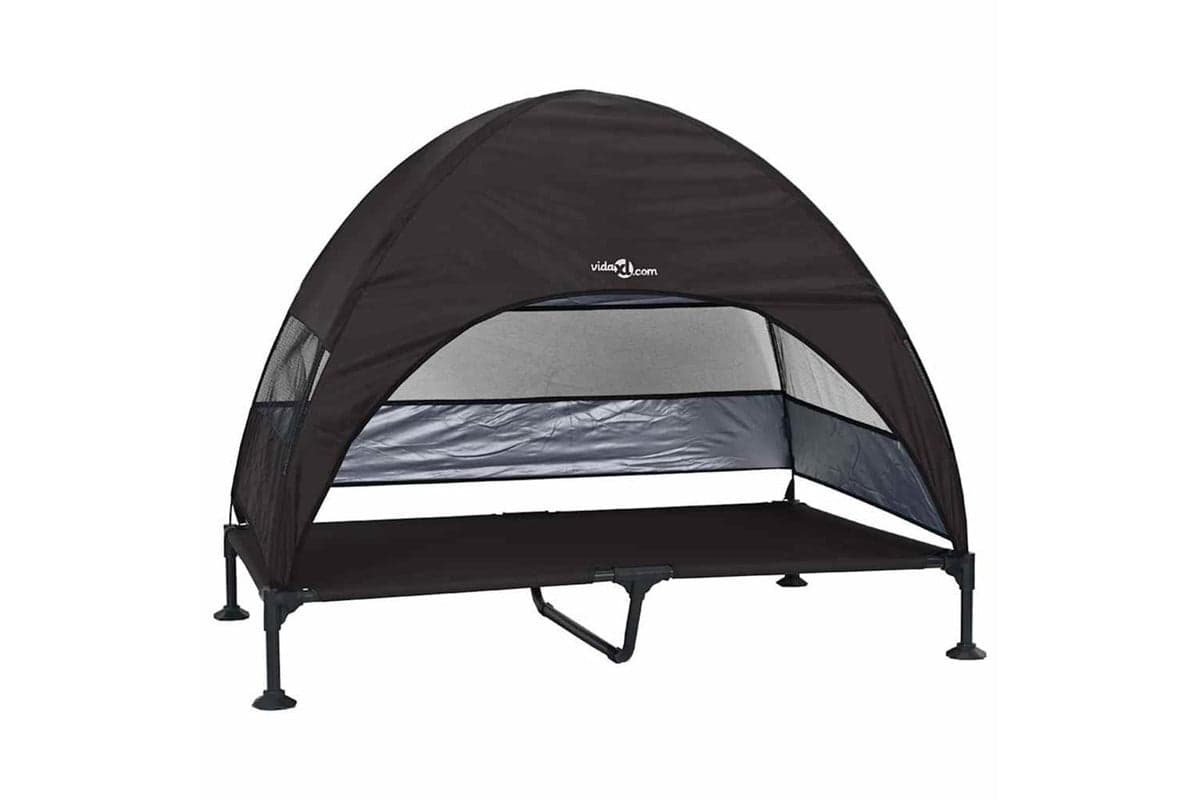 Raised Dog Bed Folding Black 127 X 81 X 108 Cm Fabric And Steel