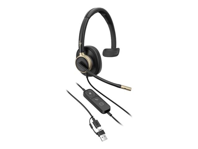 HP - Poly Mission 810 - Customer Special 1 - Mission 800 Consumer Series - headset - on-ear - wired - active noise cancelling - USB-C - black - Certified for Microsoft Teams, Google Meet Certified, Works With Chromebook Certified, Zoom Workplace Headset Cer