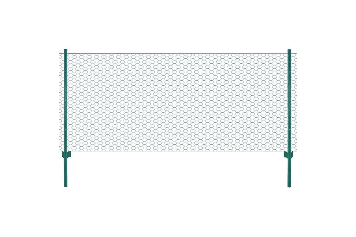 Vidaxl 144613 Wire Mesh Fence With Posts Steel 25x0.5 M Green