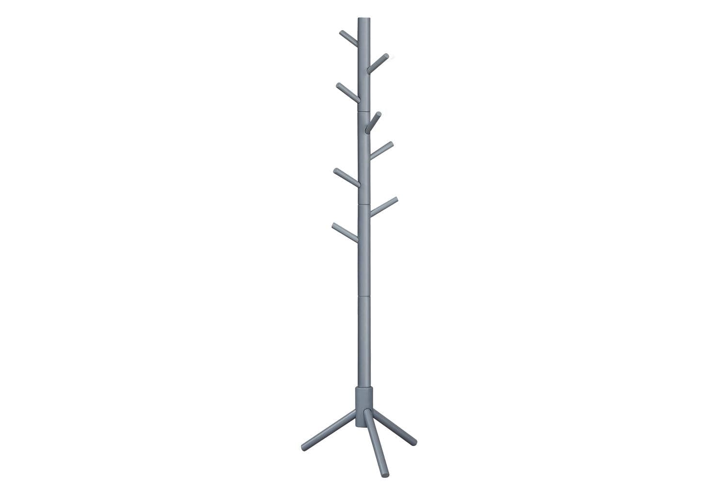 Free Standing Wooden Coat Stand | Hallway Hat Rack | Rubber Wood | Grey | 175 Cm