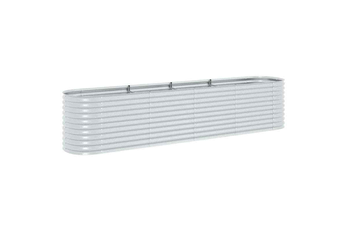 vidaXL Garden Raised Bed 400x80x81cm Galvanised Steel Silver